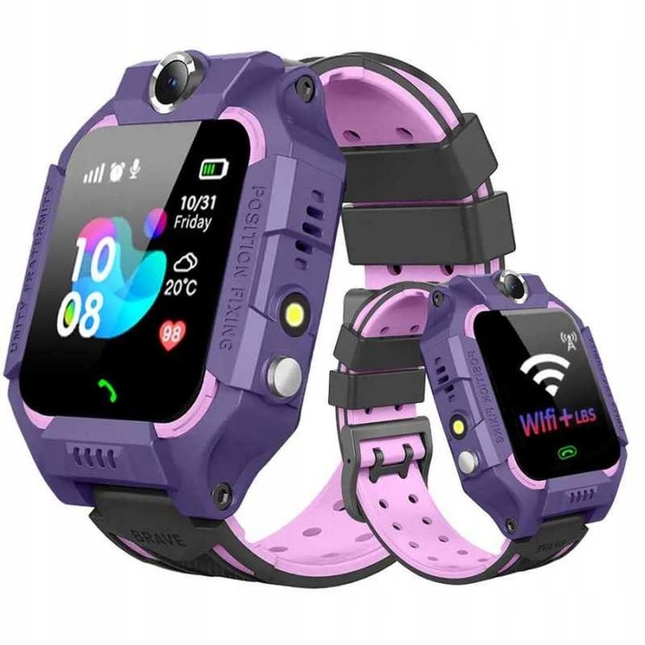 Smartwatch pentru copii, model Q12, localizator GPS, functie apel SOS, violet, 1,44"