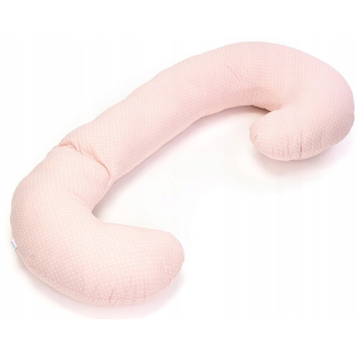 Perna multifunctionala pentru gravide si mame, Babymam, 300x30cm, design cu buline pe fond pudrat, 3 in 1