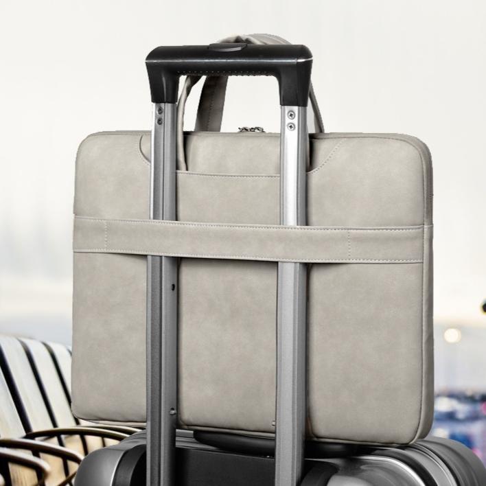 Geanta pentru laptop, Aiorber, piele PU, 15.6 inch, interior captusit cu fleece, impermeabila si rezistenta la abraziune, amortizoare de socuri si rezistenta la caderi, cu maner de transport, albastru