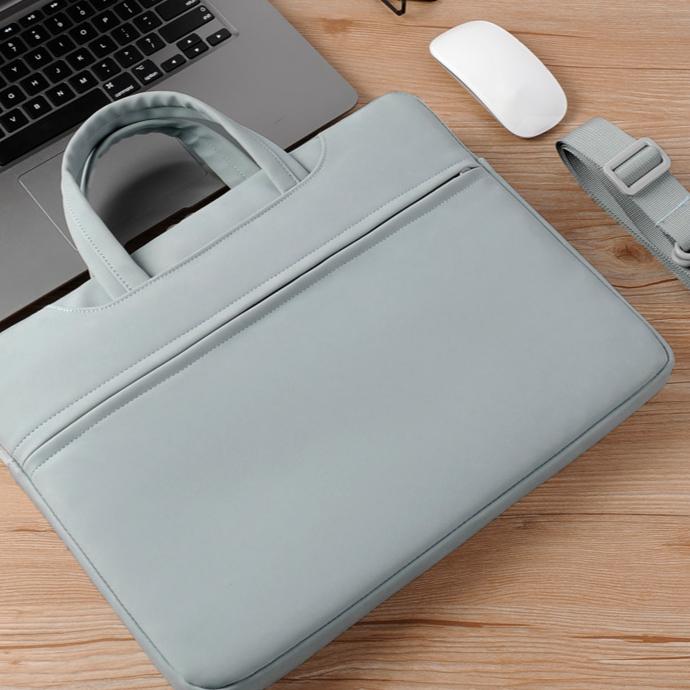 Geanta pentru laptop, Aiorber, piele PU, 15.6 inch, interior captusit cu fleece, impermeabila si rezistenta la abraziune, amortizoare de socuri si rezistenta la caderi, cu maner de transport, albastru