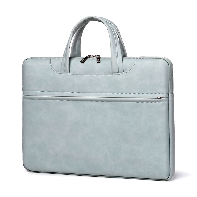Geanta pentru laptop, Aiorber, piele PU, 15.6 inch, interior captusit cu fleece, impermeabila si rezistenta la abraziune, amortizoare de socuri si rezistenta la caderi, cu maner de transport, albastru