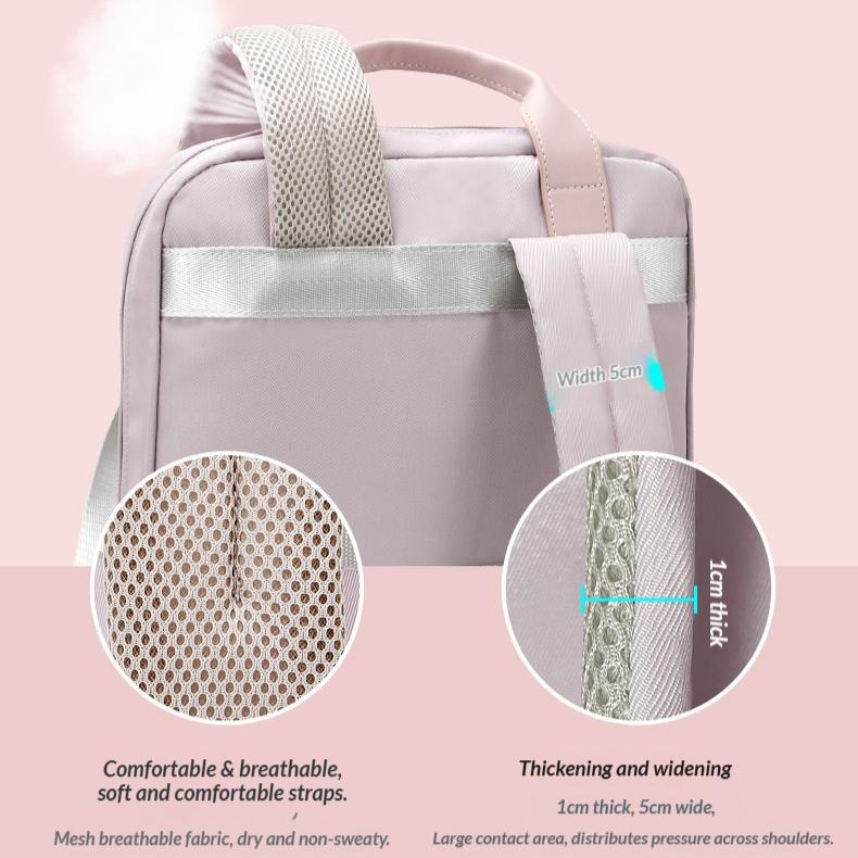 Geanta pentru laptop cu doua curele, Aiorber, 14 inch, rezistenta la socuri, rezistenta la stropire, trei compartimente, maner de transport, curea pentru troler, gri