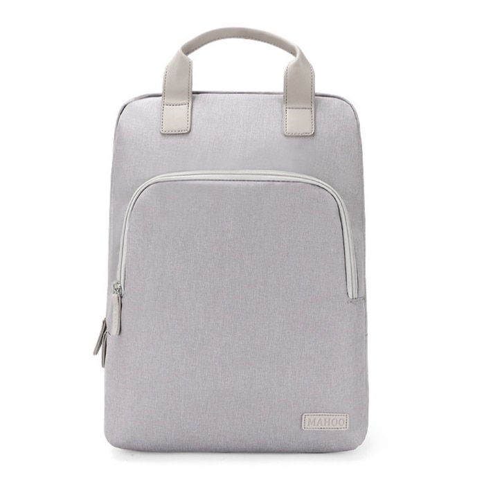 Geanta pentru laptop cu doua curele, Aiorber, 14 inch, rezistenta la socuri, rezistenta la stropire, trei compartimente, maner de transport, curea pentru troler, gri