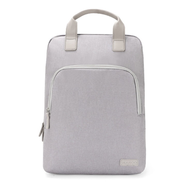 Geanta pentru laptop cu doua curele, Aiorber, 15.6 inch, rezistenta la socuri, rezistenta la stropire, trei compartimente, maner de transport, curea pentru troler, gri