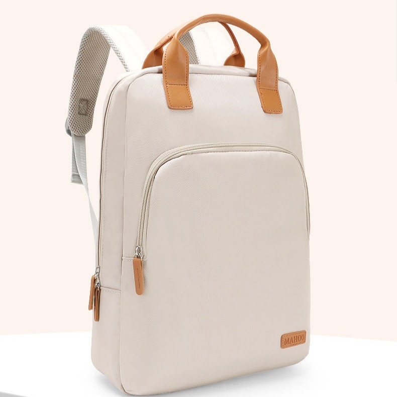 Geanta pentru laptop cu doua curele, Aiorber, 15.6 inch, rezistenta la socuri, rezistenta la stropire, trei compartimente, maner de transport, curea pentru troler, kaki