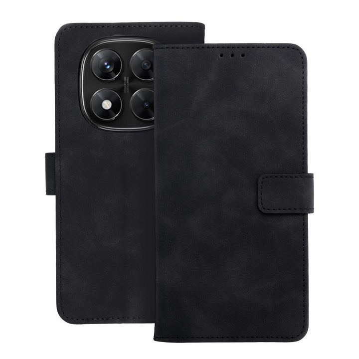 Xiaomi Redmi Note 15 4G / 5G kompatibilis telefontok, könyvtok, bankkártyatartós, mágneszáras, fekete, Tender Book
