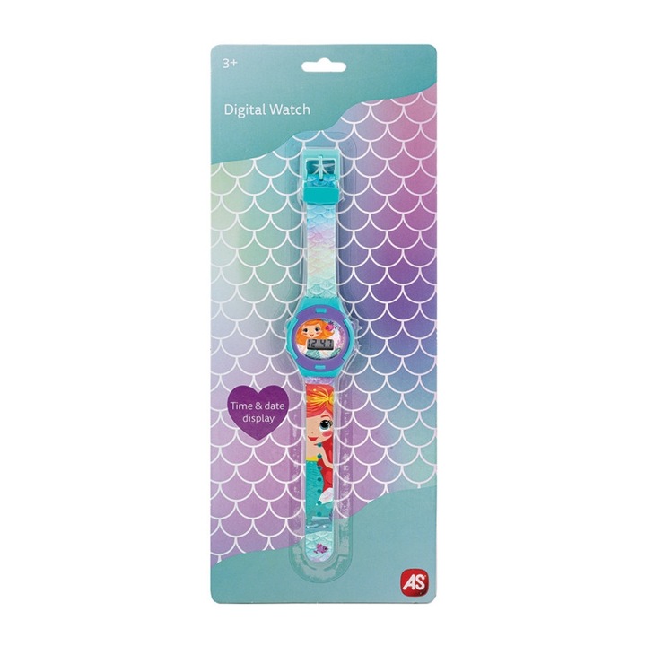 Ceas digital de mana, Model Sirena, Pentru copii, Albastru