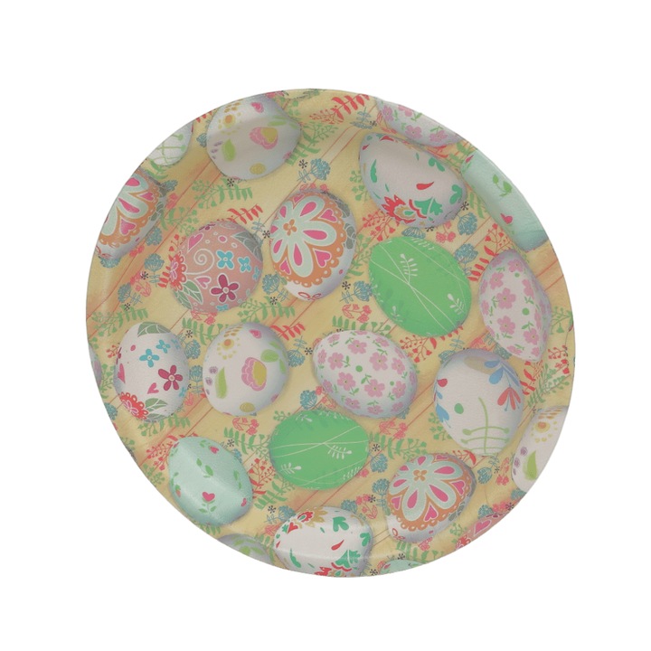 Tava de servire rotunda din plastic, 27.5 cm, design elegant, pentru masa de Paste, "Happy Easter"