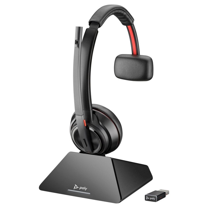 Casti wireless Poly Savi 8210-M, USB, microfon, negru