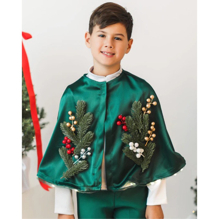 Pelerina de Spiridus, Elf cu Luminite decorat cu brad, de baiat, Craciun