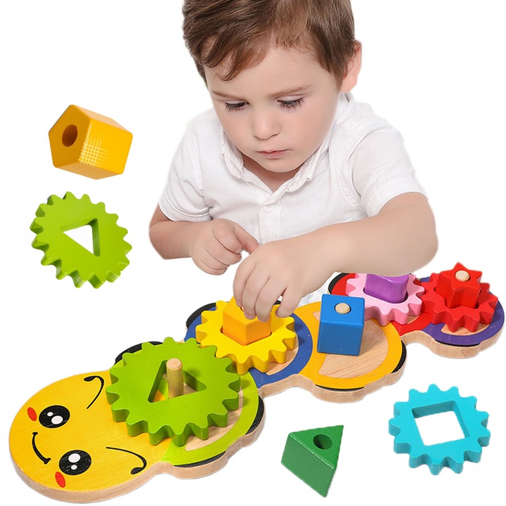 Ügyességi játék, Luka, 37x13x4,2cm, fából, színek és formák tanulása