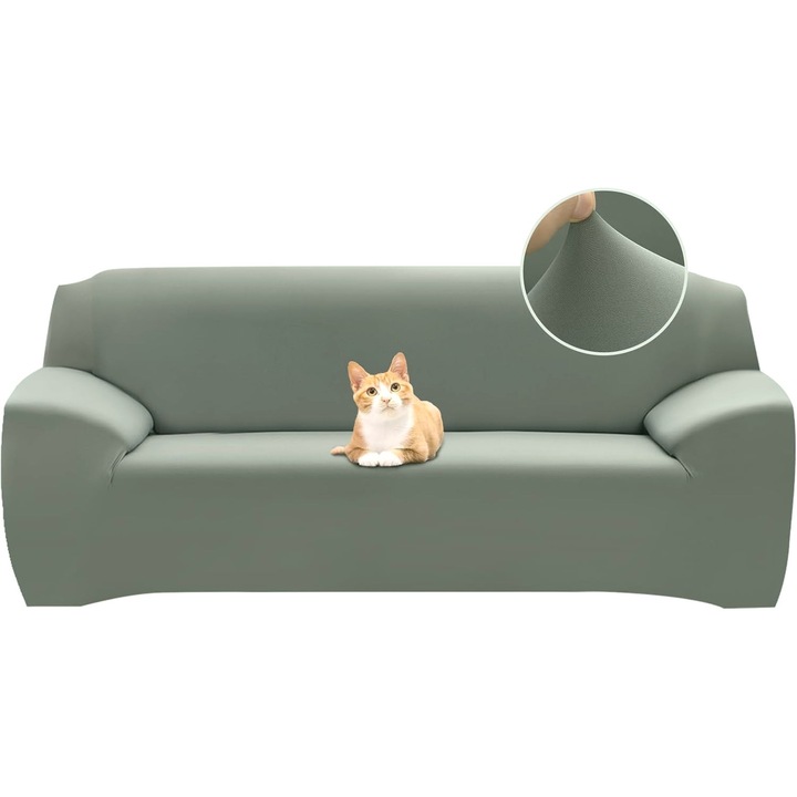 Husa canapea, 145 x 185 cm, universala, elastica, culoare gri-verzui