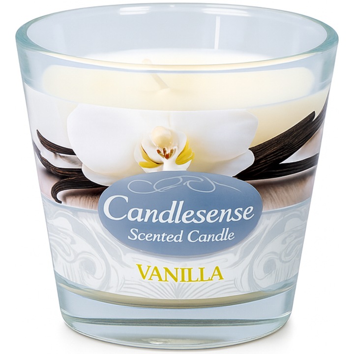 Candela CANDLESENSE, vanilie, 26 ore, sticla