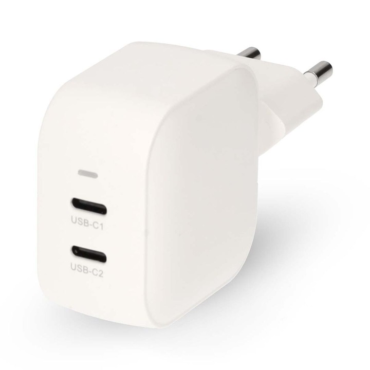 Incarcator de perete Nedis 35W PD 3.0, 2xUSB-C, alb