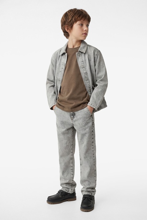 KOTON, Jacheta din denim cu buzunare aplicate, Gri deschis