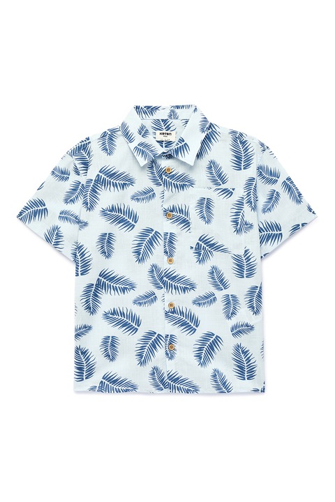 KOTON, Camasa cu nasturi si imprimeu grafic, Albastru deschis