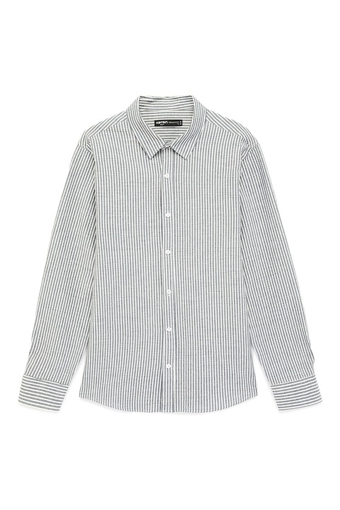 KOTON, Camasa regular fit cu model in dungi, Alb/Gri deschis