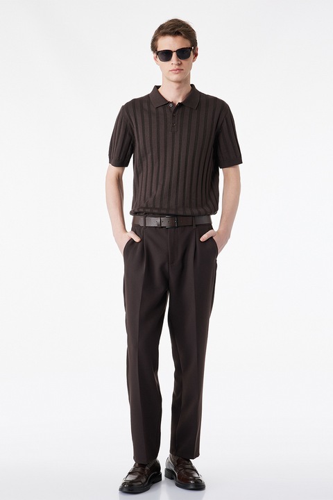 KOTON, Pulover polo cu maneci scurte, Maro inchis