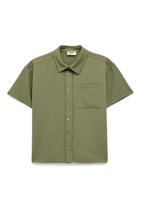 KOTON, Camasa scurta cu buzunar pe piept, Verde feriga