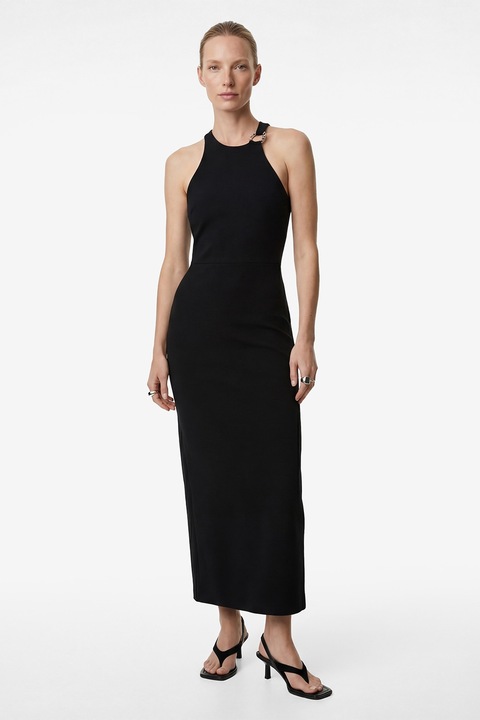 KOTON, Rochie fara maneci cu detaliu metalic, Negru, XL