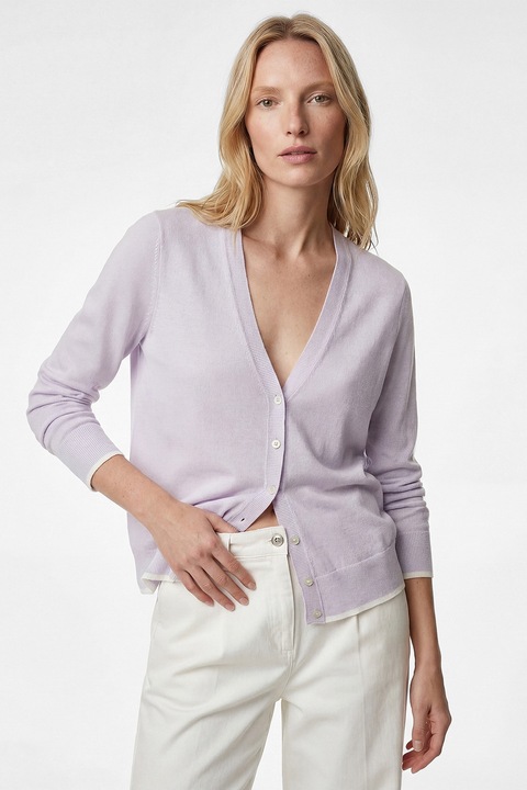 KOTON, Cardigan lejer cu decolteu in V, Lila