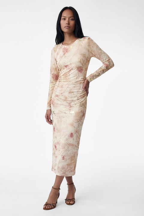 KOTON, Rochie midi cu imprimeu abstract, Bej deschis