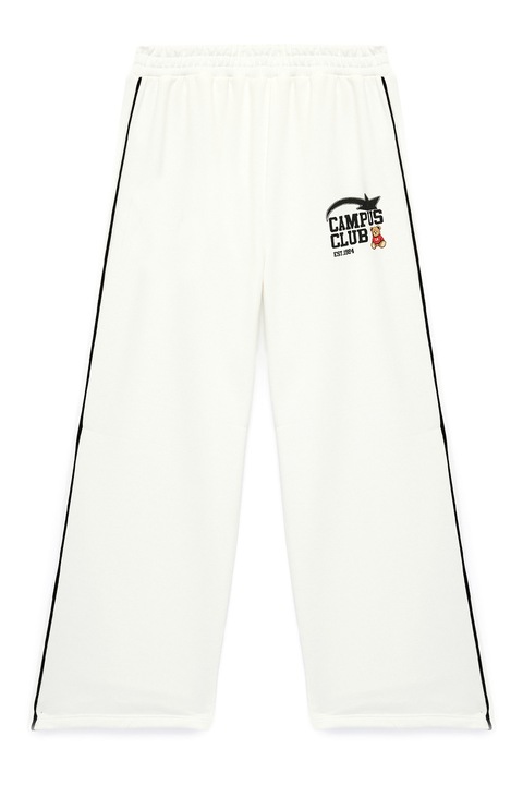 KOTON, Pantaloni cu talie elasticasi benzi contrastante, Alb murdar