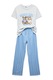 KOTON, Pijama din amestec de bumbac cu imprimeu, Gri, Albastru, L
