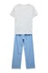 KOTON, Pijama din amestec de bumbac cu imprimeu, Gri, Albastru, L