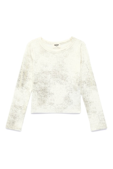 KOTON, Bluza din amestec de bumbac cu decolteu la baza gatului, Crem
