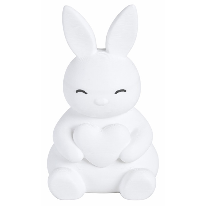 Figurina decorativa 3D pentru Paste, SMX, iepuras, alb, 8,5x5cm