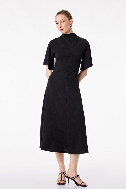 KOTON, Rochie cu maneci evazate Scuba, Negru