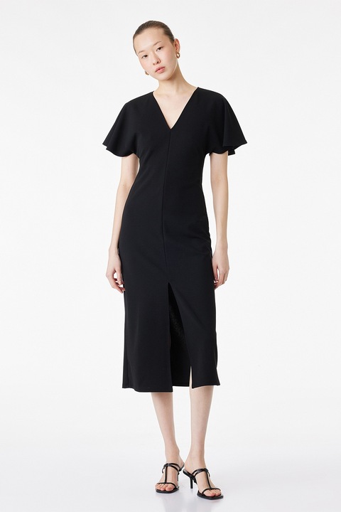 KOTON, Rochie cu maneci fluture Scuba, Negru