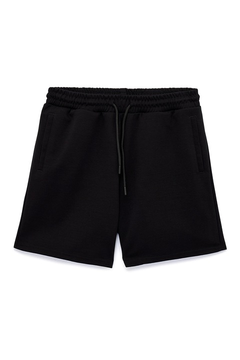 KOTON, Pantaloni scurti cu croiala relaxed-fit si model uni, Negru, L