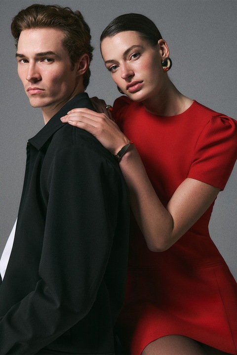 KOTON, Rochie mini cu maneci scurte, Rosu