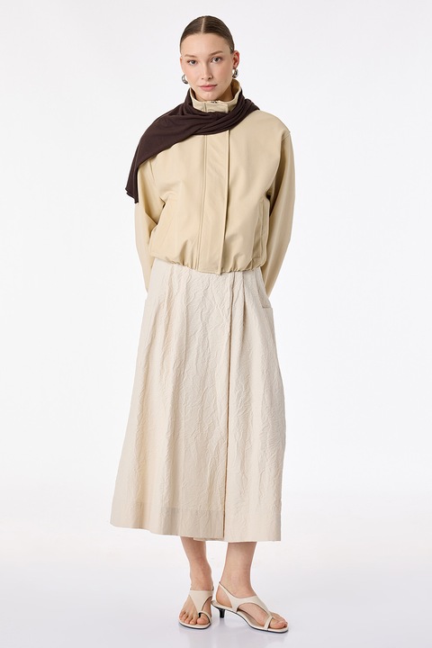 KOTON, Fusta-pantalon midi texturata, Bej deschis