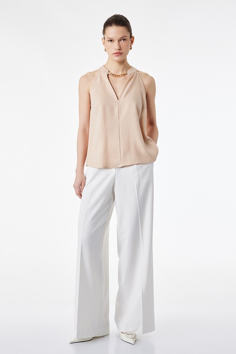 KOTON, Bluza fara maneci cu detaliu cu lant, Bej