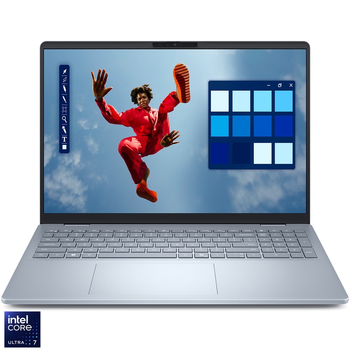 Dell 16 Plus DB16250 laptop, Intel™ Core® Ultra 7 256V, 16.0" WQXGA IPS, 16GB LPDDR5x RAM, 512GB SSD, Intel™ Arc™ Graphics, Windows 11 Pro, Nemzetközi billentyűzet, Ice Blue