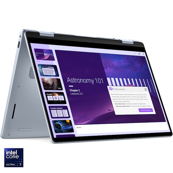 Dell 14 Plus 2-in-1 DB04250 laptop, Intel™ Core® Ultra 7 256V, 14.0" Full HD+ Touch, 16GB LPDDR5x RAM, 1TB SSD, Intel™ Arc™ Graphics, Windows 11 Pro, Nemzetközi billentyűzet, Ice Blue