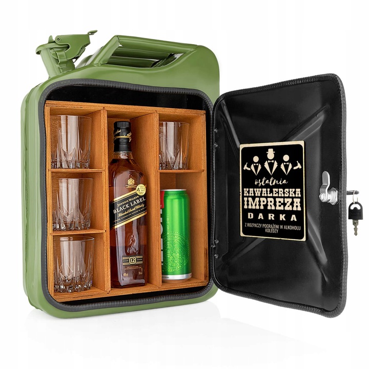 Barek kanna 4 pohárral, személyre szabott, 47x35x17cm, partira, sokszínű