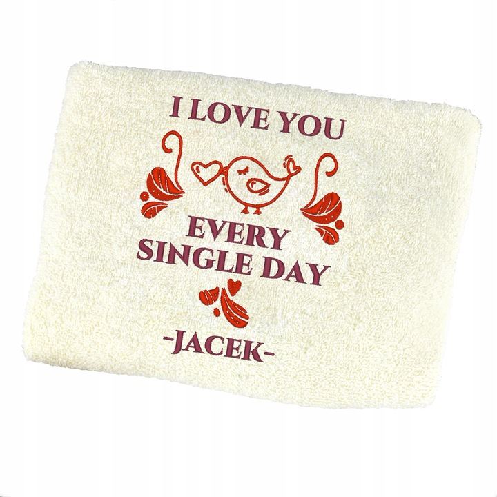 Prosop personalizat, ecru, 70x140cm, 100% bumbac, 500gr/m, certificat Eko-Tex