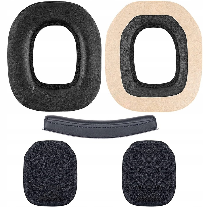 Set de nastri si opasa pentru casti Astro A50, confortabile, din piele sintetica, culoare neagra