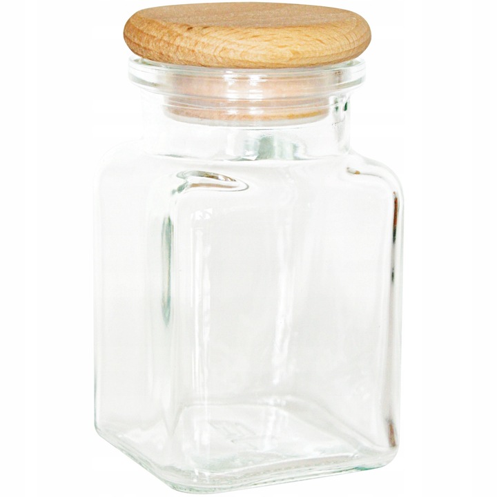 Комплект от 27 стъклени буркана 150мл със 150 етикета и дървени капаци, размери 56x56x98мм, за подправки