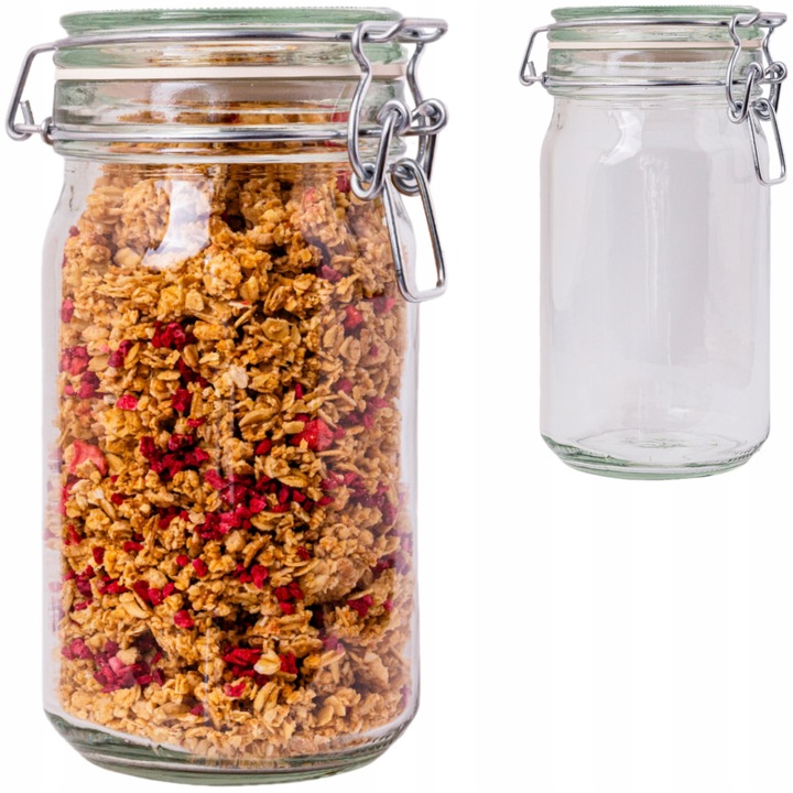 Borcan ermetic 810ml cu capac din sticla, set de 6 bucati, transparent, 80x176mm