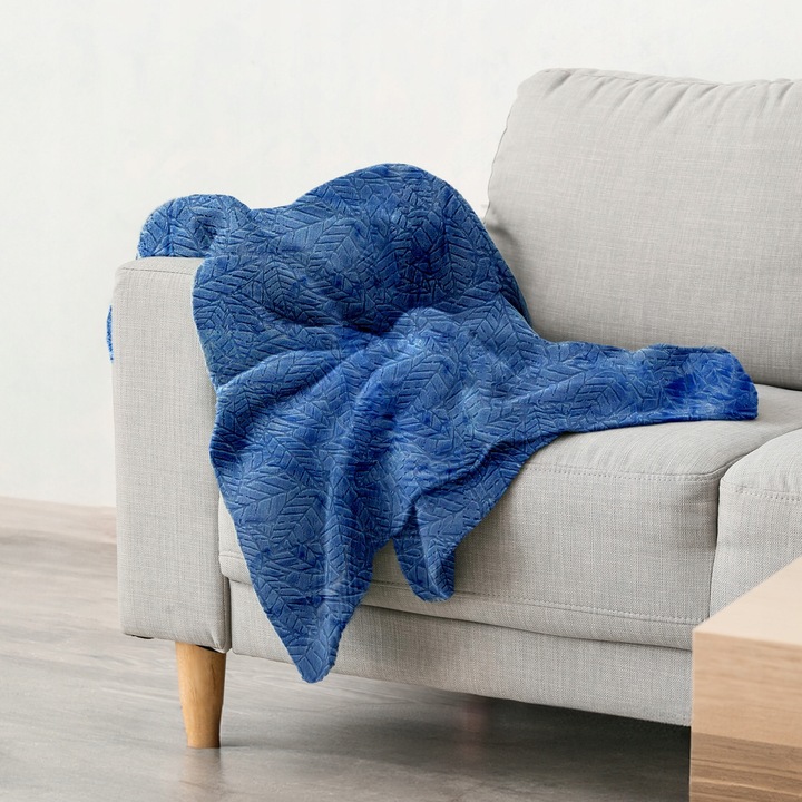 Mikroszálas takaró, 160x200cm, kék, hímzéssel személyre szabott, ajándék szett