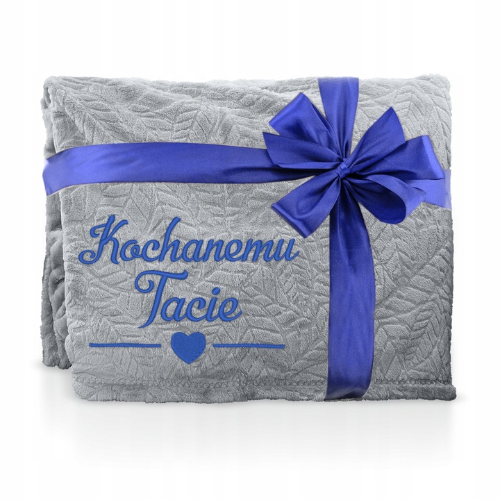 Mikroszálas takaró, szürke, 160x200cm, személyre szabható apák napjára, ajándékszett