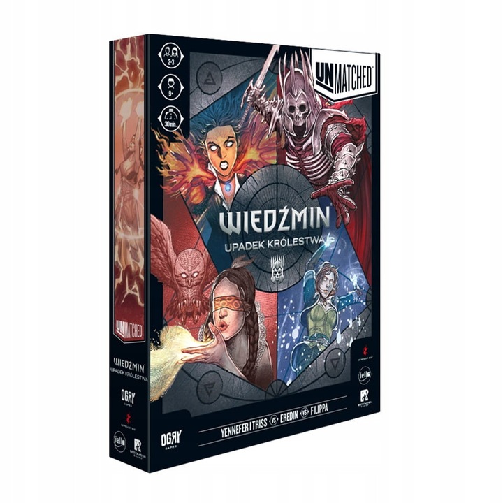 Társasjáték Unmatched: The Witcher - A Királyság bukása, 4 figura, 94 kártya, többszínű