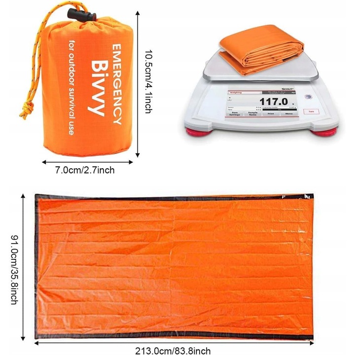 Sac de dormit turistic pliabil XL, termic, waterproof, portabil, portocaliu