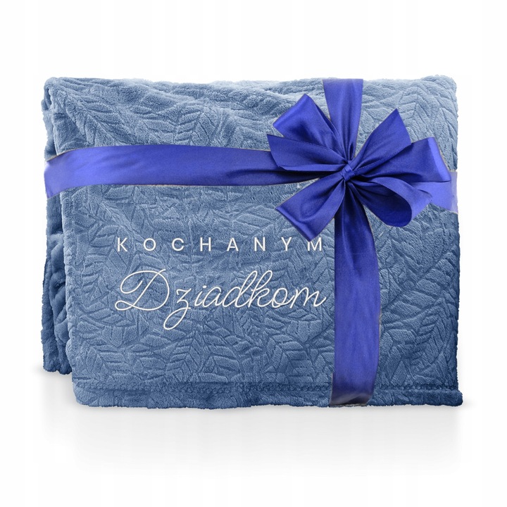 Személyre szabott hímzett takaró, 160x200cm, szürke, piros szatén szalaggal