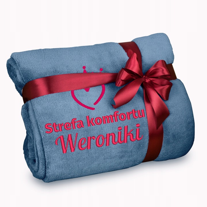 Mikroszálas takaró, 160x200cm, kék, hímzett személyre szabással